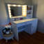 Bureau de coiffeuse avec miroir et lumière, commode de rangement à trois niveaux avec grand tiroir, 3 modes d'éclairage à luminosité réglable, coiffeuse de chambre à coucher-926901766
