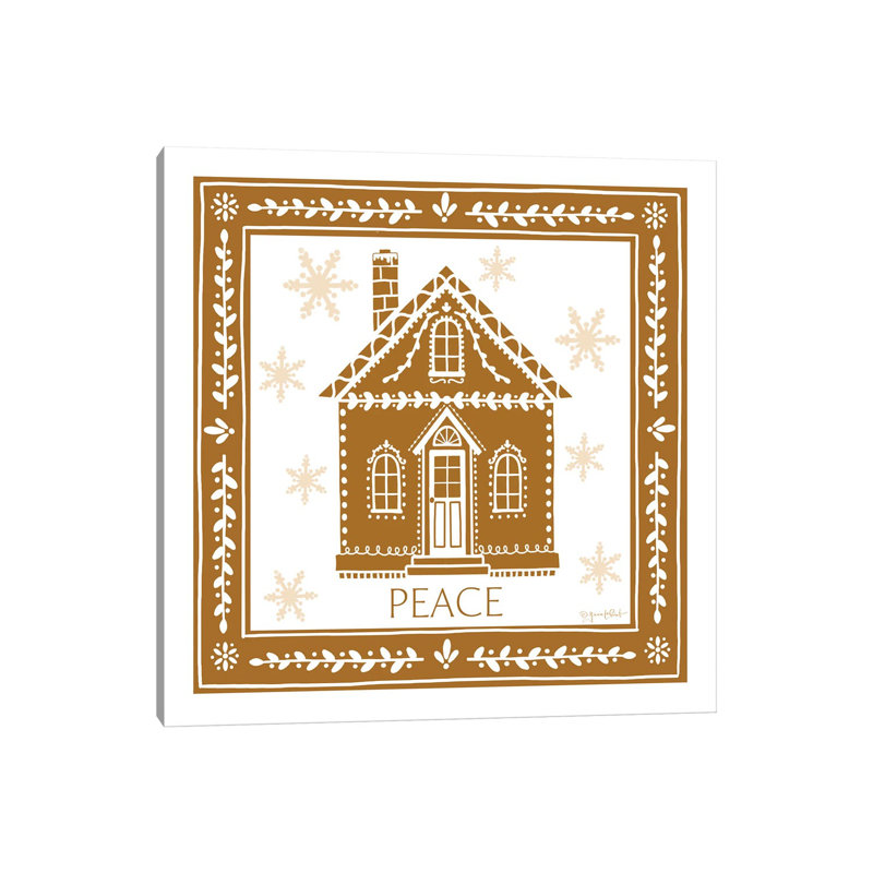 Maison de Noël en pain d'épice - reproduction d'art murale - toile tendue, H 37 po x l 37 po, Toile tendue, Ne s’applique pas