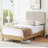 Elauna Set of 2 Twin Size Bed Frame with Linen Headboards Wood Footboard Modern Upholstered Platform Beds Wood Slat Support, No Box Spring Needed, Beige-1172866866