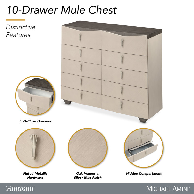 Fantosini 10-Drawer Mule Chest - Silver Mist