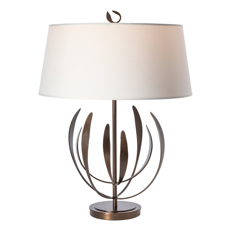 Lampe de table Dahlia - abat-jour naturel Anna, Bronze