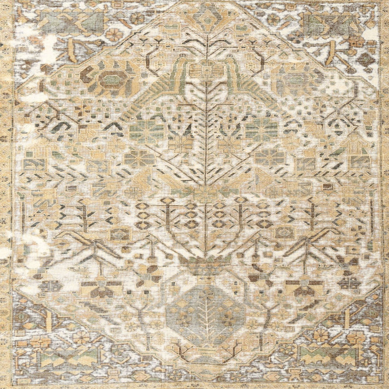 Beige oriental/gris Tapis décoratif Creston, Carré 7 pi