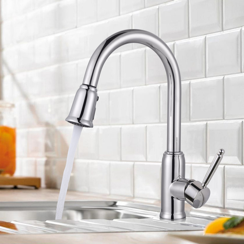 Robinet de cuisine rétractable, Chrome