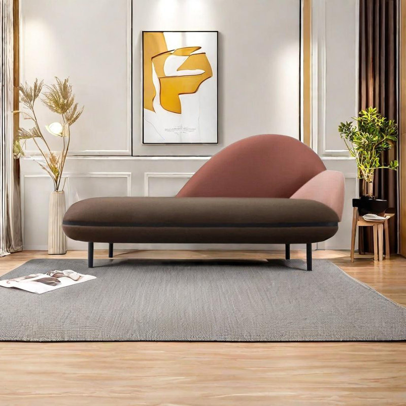 Chaise longue en velours, Rouge, Orienté à droite