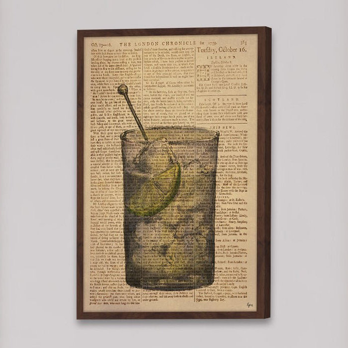 « vodka lime », impression encadrée, H 18 po x l 12 po x P 1,5 po