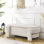 Banc rembourré en lin avec grand espace de rangement pour le salon, le vestibule et la chambre à coucher, beige (51,5 po x 20,5 po x 17 po)