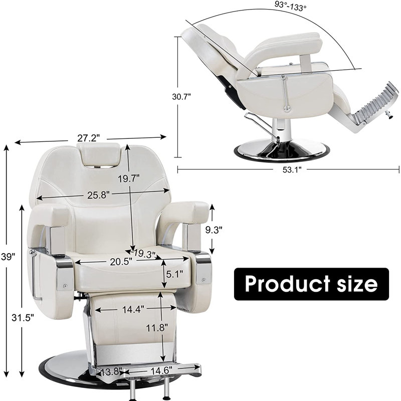 Hydraulic Reclining Salon Chair, Champagne Leather Match