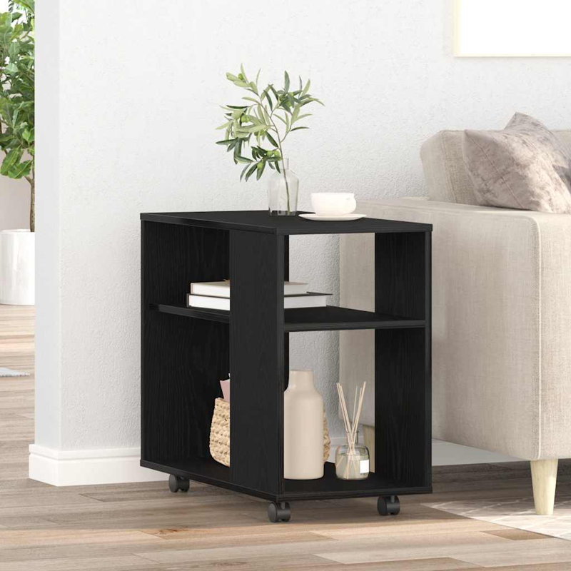 Petite table d'appoint rectangulaire en bois d'ingénierie, Chêne noir