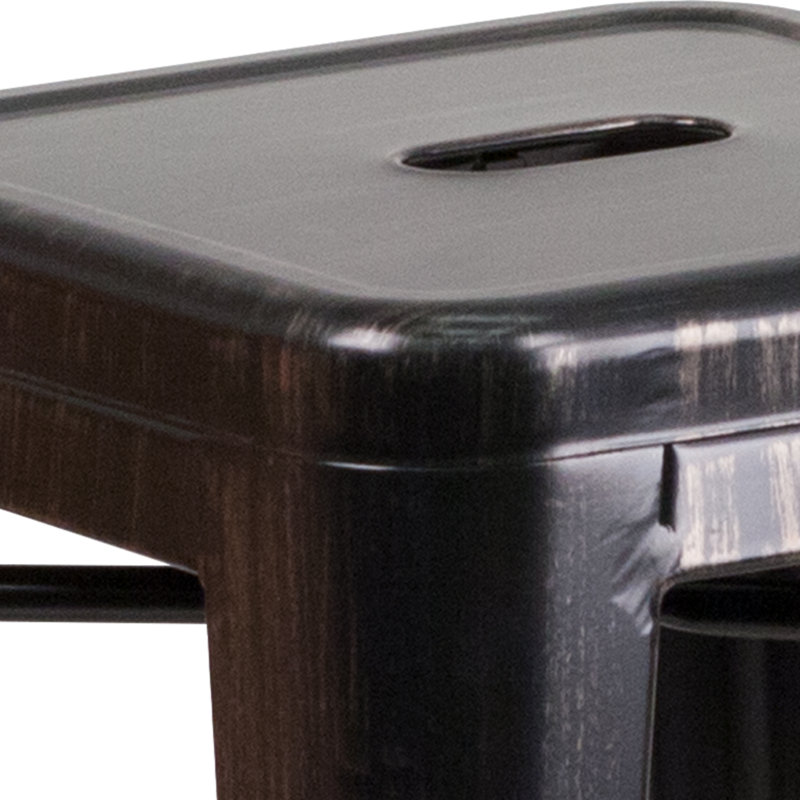 Tabouret Nieva, Noir/or antique, Tabouret de comptoir (siège d’une hauteur de 24, 1