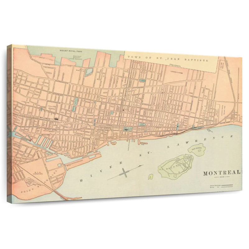 Map Of Montreal, 24" H x 36" W