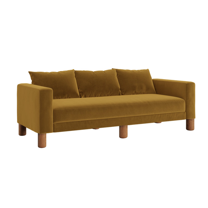 Essential Sofa, Mustard Recycled Velvet, Cylinder