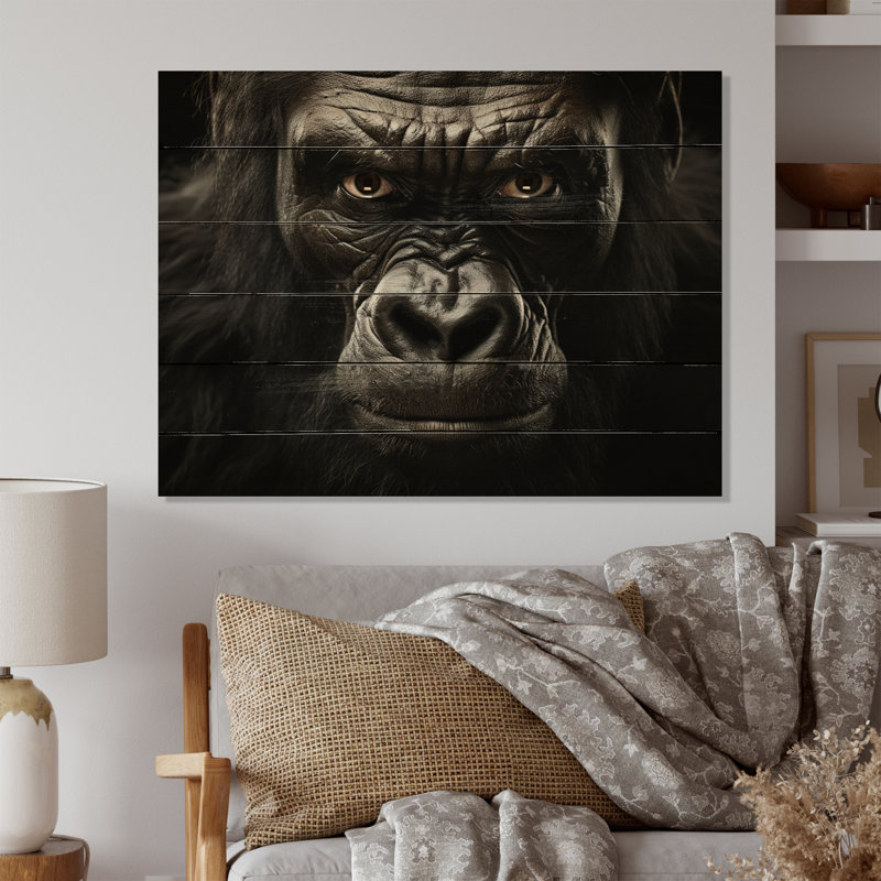 Afrique Gorillas Majesty sur bois, H 30 po x l 40 po x P 0,78 po