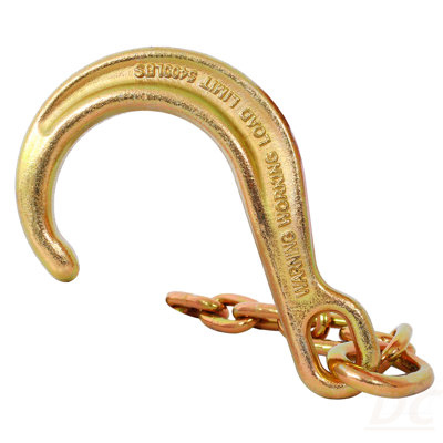 Tow Chain With 8 Inch Forged J Hook And Grab Hook - Grade 70 Chain - 6 Foot - 4,700 Pound Safe Working Load