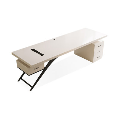 White Rectangular Solid Wood with 4 drawers writing desk, Office desk