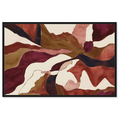 Collage of a Red World II Canvas Print Boho Wall Decor by Art Remedy, Black Frame, 54 x 36