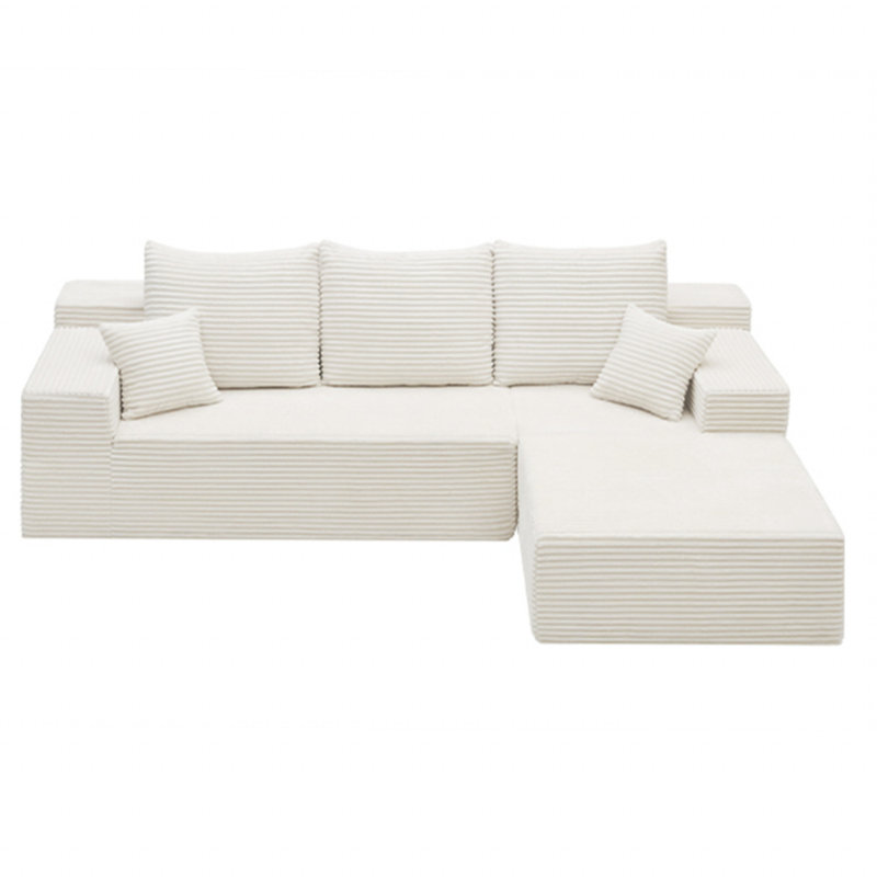 Méridienne 107 po, Velours côtelé blanc