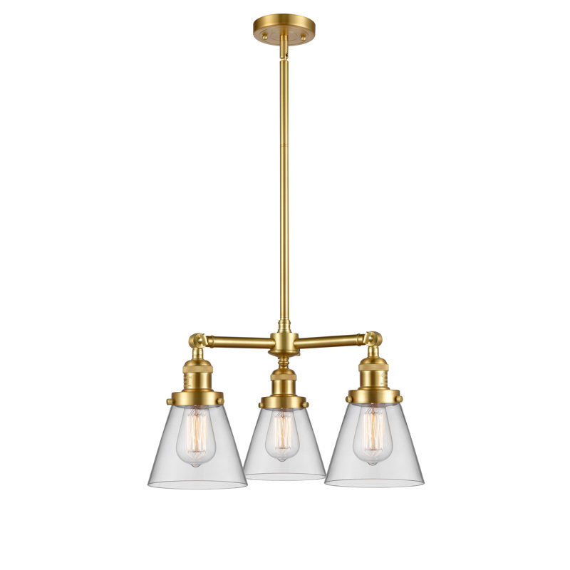 Lustre-light Malmesbury, H 11 po x l 19 po x P 19 po, Transparent, Or satiné