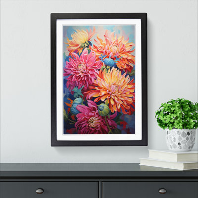 Chrysanthemums Contemporary - Single Picture Frame Print on Wood
