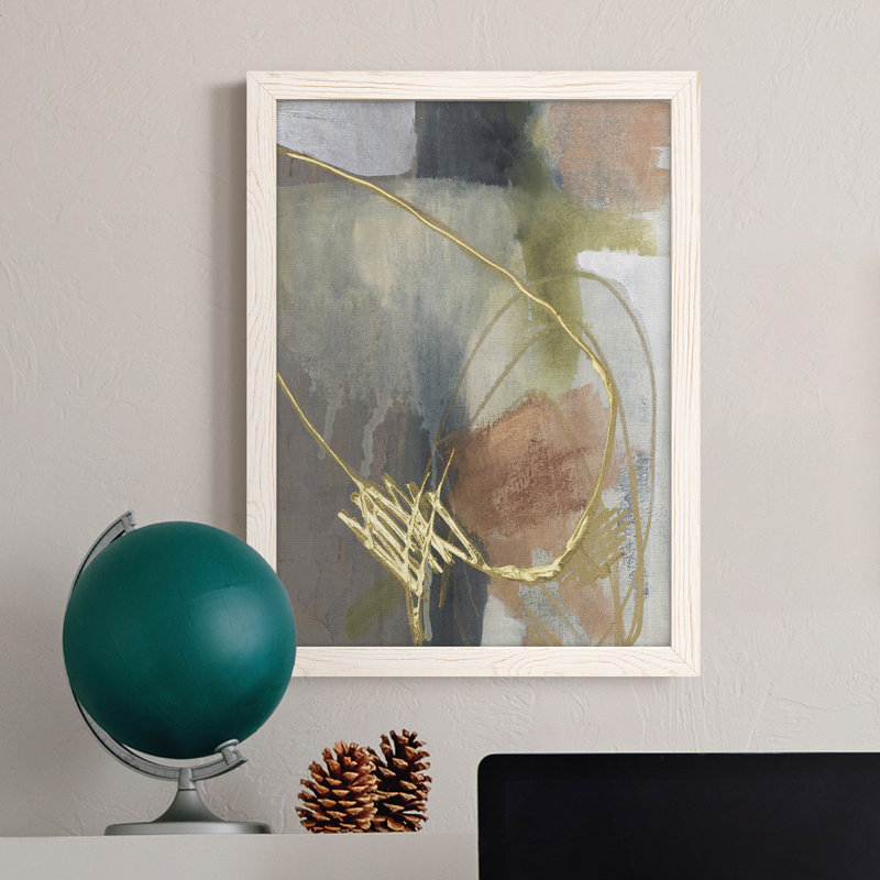 Burnish Loops II - Peinture sur toile encadrée, H 44 po x l 31 po x P 1 po, Blanc