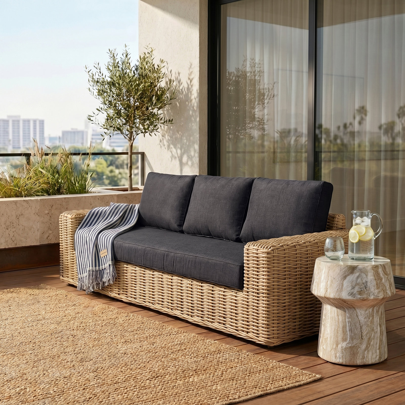 Admiral 89" Patio Sofa, Gray