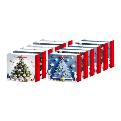 Sacs de cadeau de Noël (arbre) (assorti) (moyen) - ensemble de 12