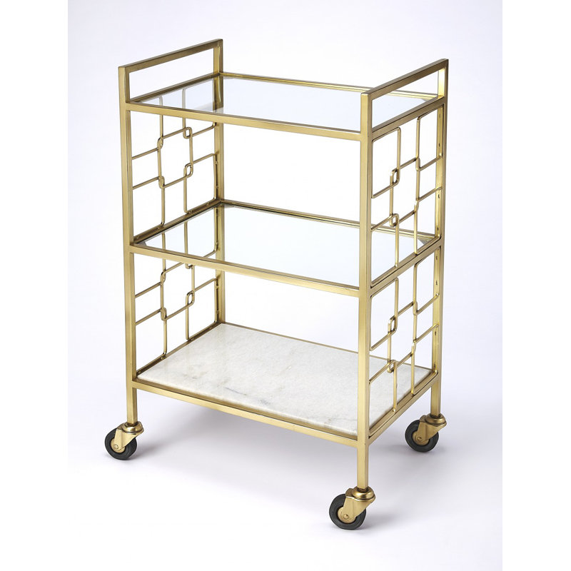 Charlye 3-Tier Glass and Metal Bar Cart
