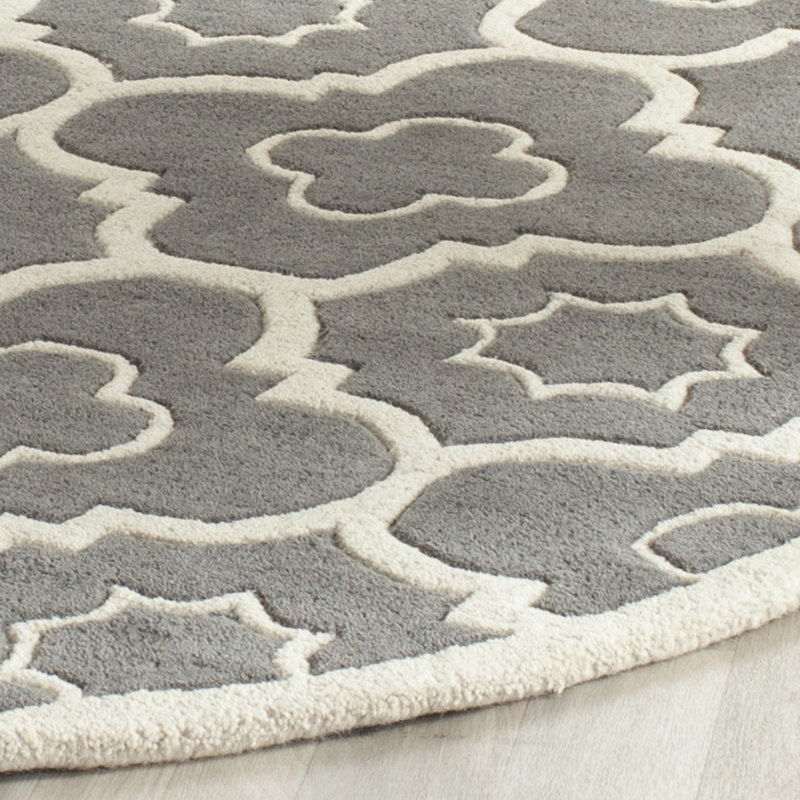 Carolene Hand Tufted Wool Geometric Rug, Round 6'