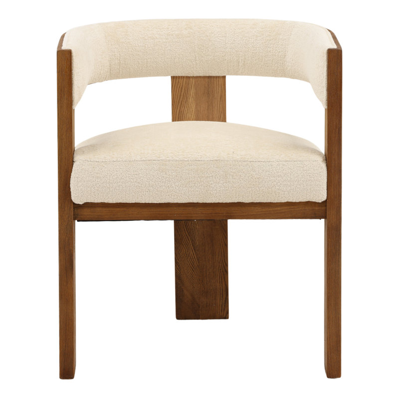 Nadia Ash Wood Upholstered Dining Chair, Natural, White