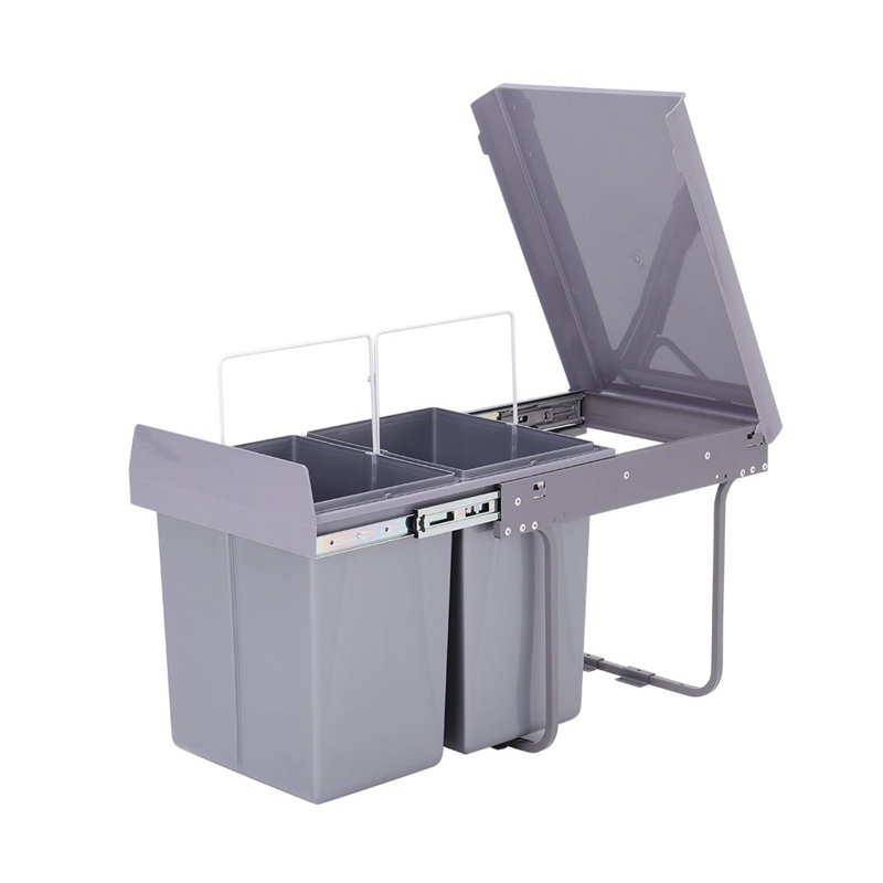 Shel Plastic Manual Lift Pull Out Rubbish Bin - 40L