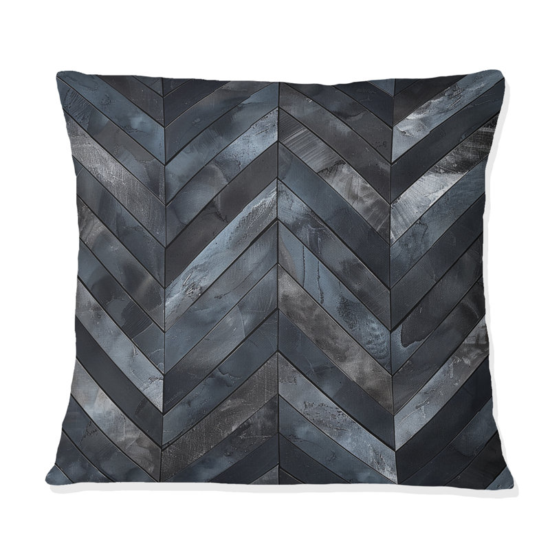 Imprimé à chevrons noir II - Coussin décoratif traditionnel, H 18 po x l 18 po