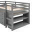 Lit mezzanine simple bas avec cabinet et bureau portatif à roulettes - gris-671796114