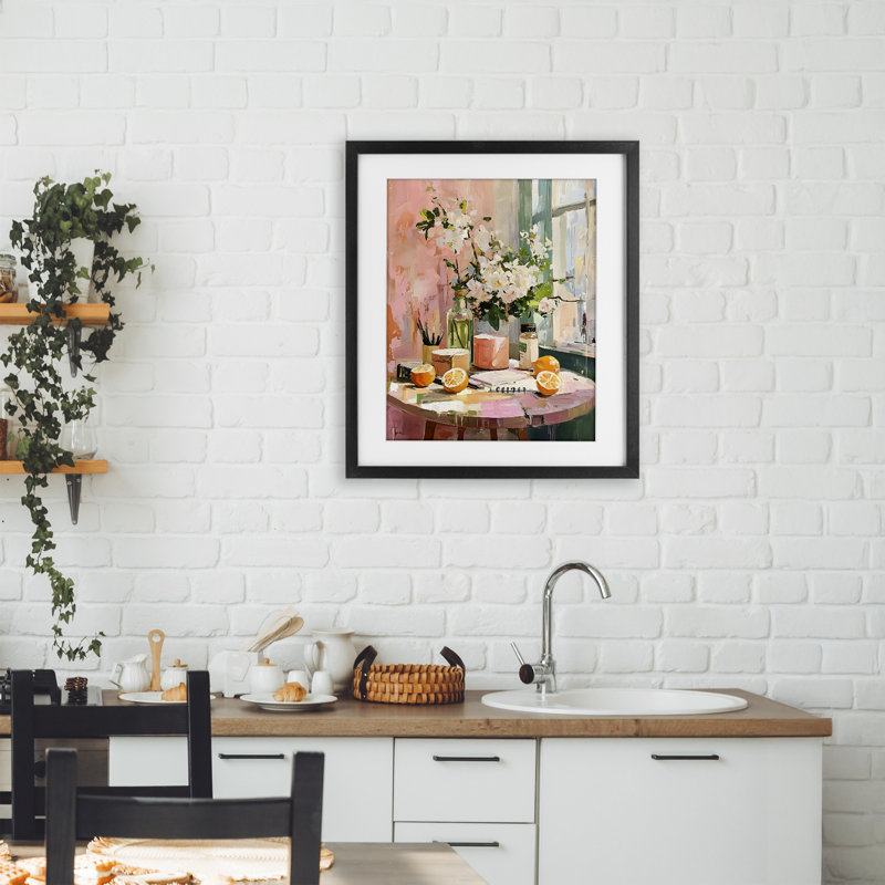 Table de petit-déjeuner agrume, reproduction encadrée sous verre, design par LSR Creative Studio, H 21 po x l 17 po