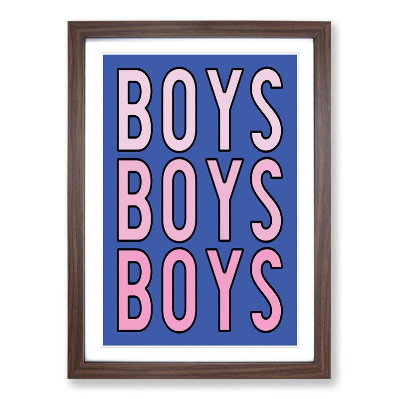 Boys Boys Boys - Picture Frame Typography, 36cm H x 27cm W x 2cm D, Walnut