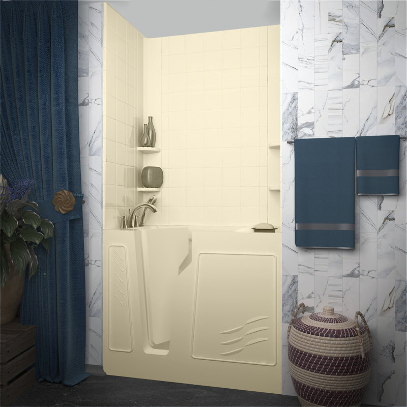 Prairie 46" x 26" Walk in Soaking Bathtub, Biscuit, Left
