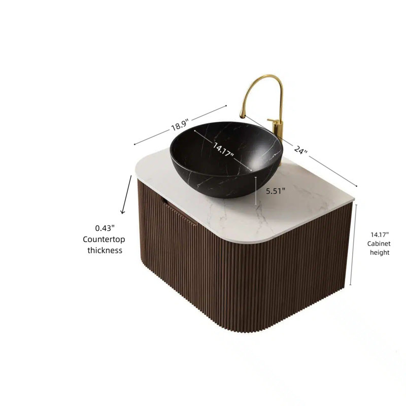 Meuble-lavabo 24 po, Noyer foncé, L 24 po