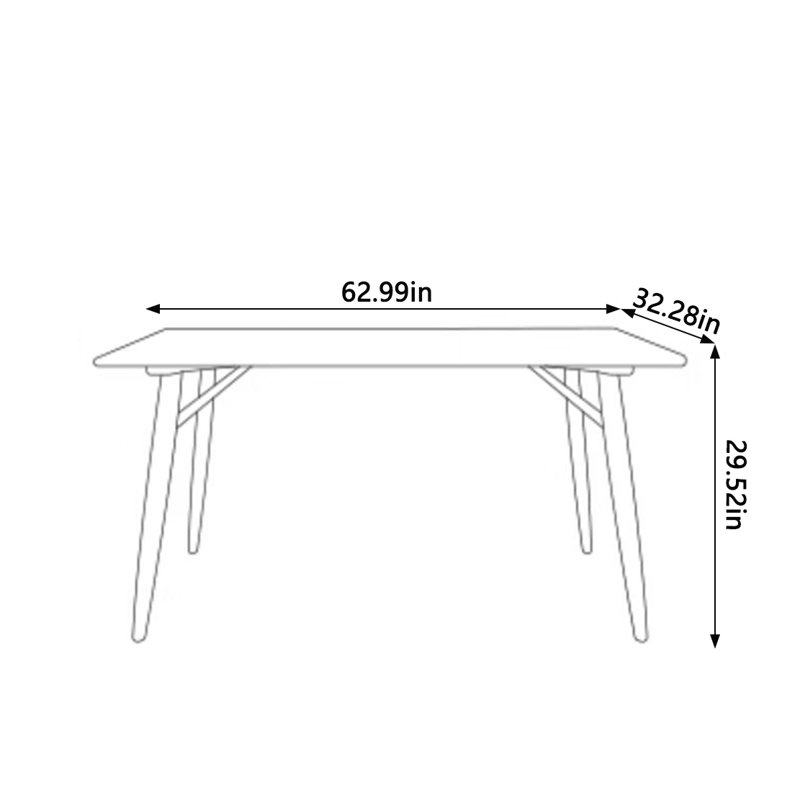 Cherry Solid Wood Dining Table, Brown, 32.28" W x 62.99" L