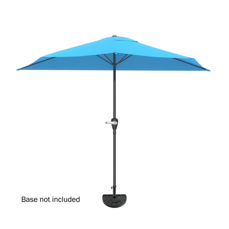 Brilliant Blue Half Round Aluminum Patio Umbrella with Easy Crank