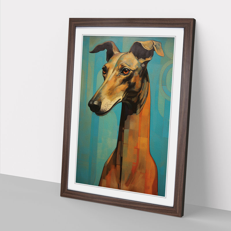 Greyhound Art Deco - Framed Print