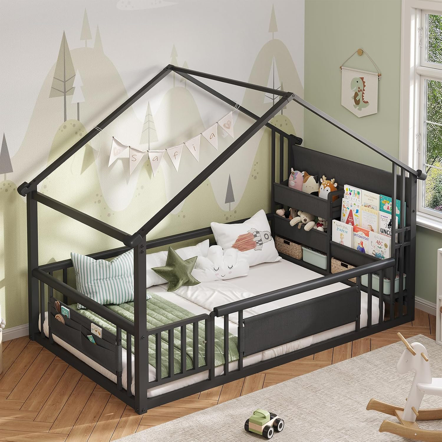 Red Barrel Studio® Twin Size Floor Bed With Safety Guardrail,twin Bed ...