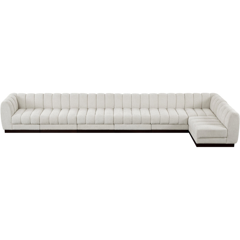 Canapé modulaire rembourré 7 pièces Quinn, Tissu chenille crème