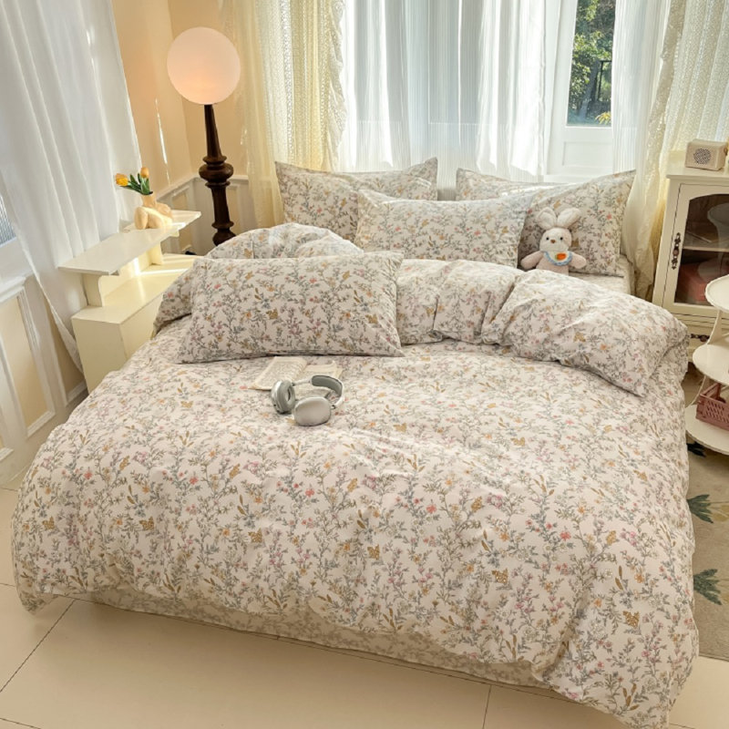 Nayoroom 3 Pieces Floral Duvet Covers Boho Cotton Comforter Cover Soft Coquette Farmhouse Cute Duvet Cover Set Rustic Bedding Aesthetic Flower Duvet Protector