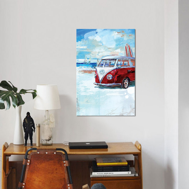 « camper van », reproduction sur toile, H 18 po x l 12 po x P 1,5 po, Toile tendue, Pas de tapis