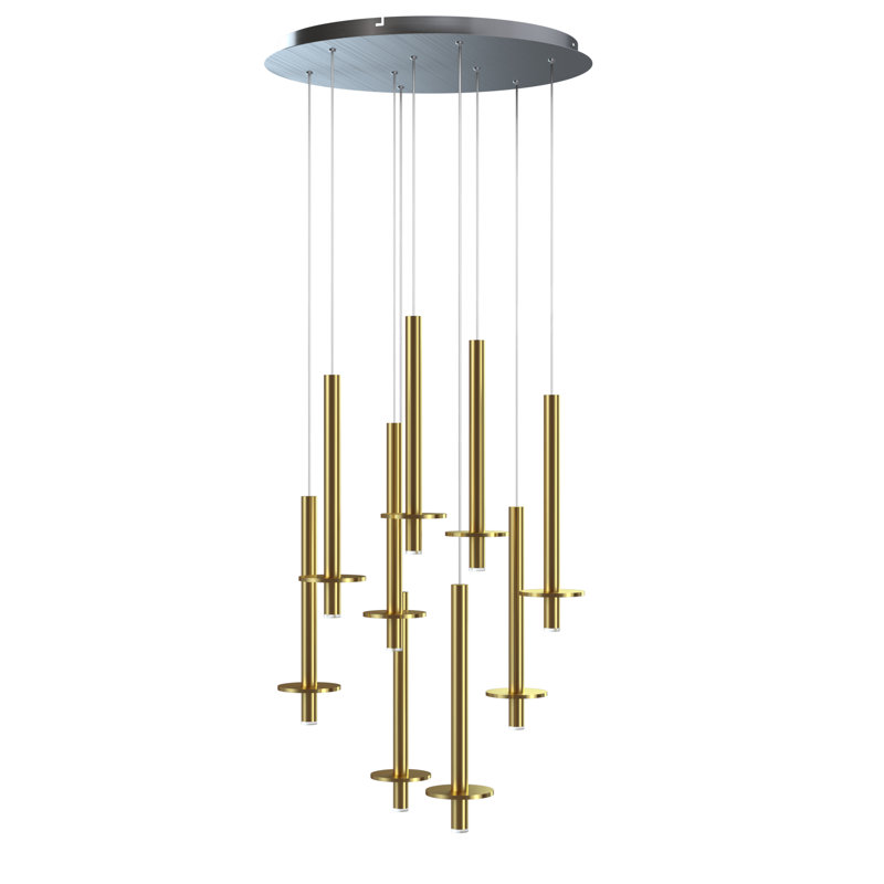 Luminaire suspendu géométrique Zakaryan, Laiton, 9 lumières