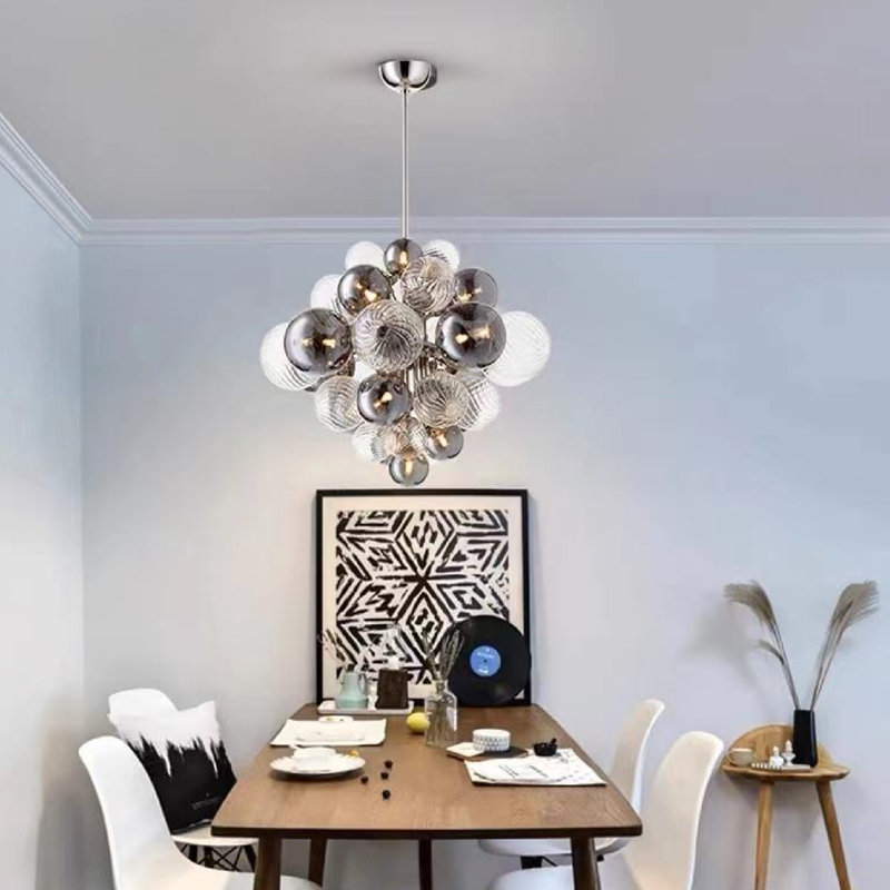 Globe Chandelier, 21.6" H x 31.5" W x 31.5" D