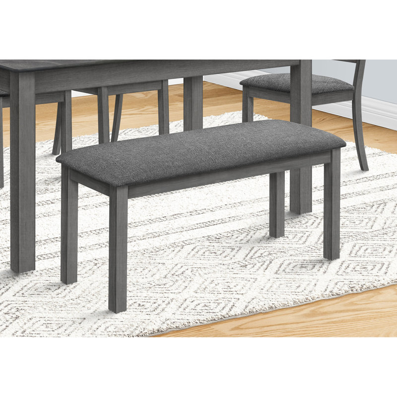 Bench, 42" Rectangular, Wood, Upholstered, Dining Room, Kitchen, Entryway, Grey, Transitional