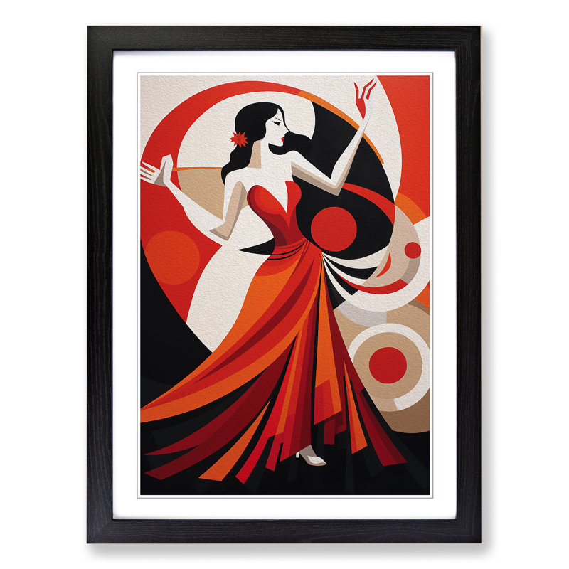 Flamenco dancer Constructivism - Framed Print, Black, 34cm H x 25cm W x 2cm D