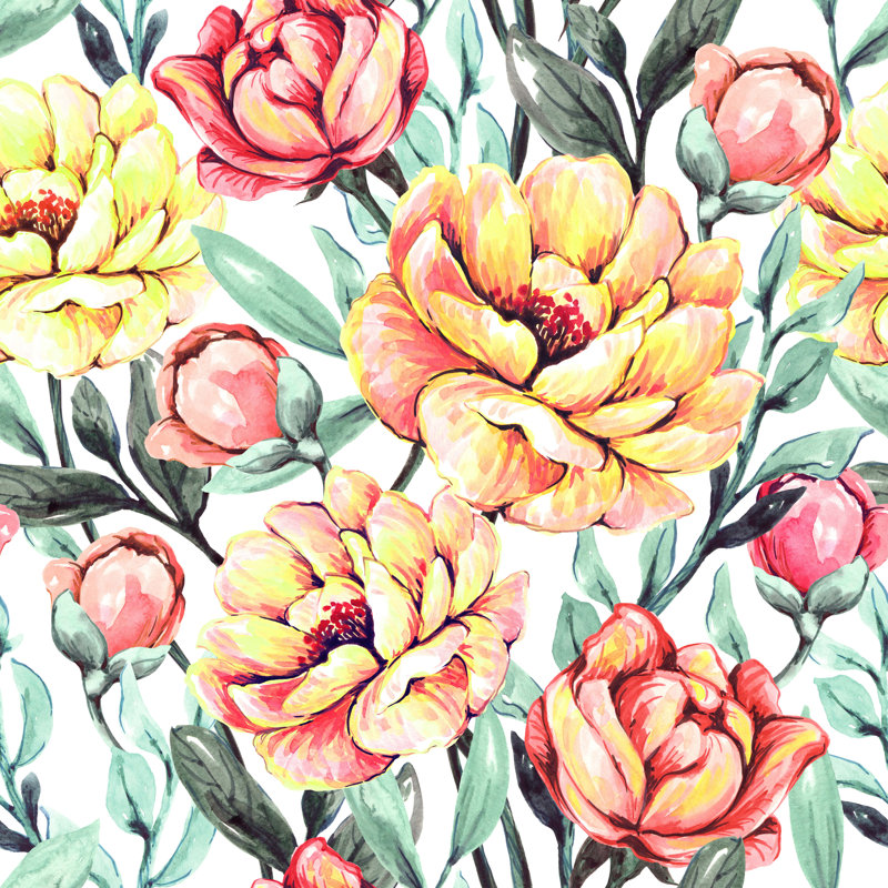 Floral Wall Mural, 125" W x 10.42" L