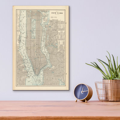  'New York City Map' by Wild Apple Portfolio Acrylic Glass Wall Art, 12" x 16"