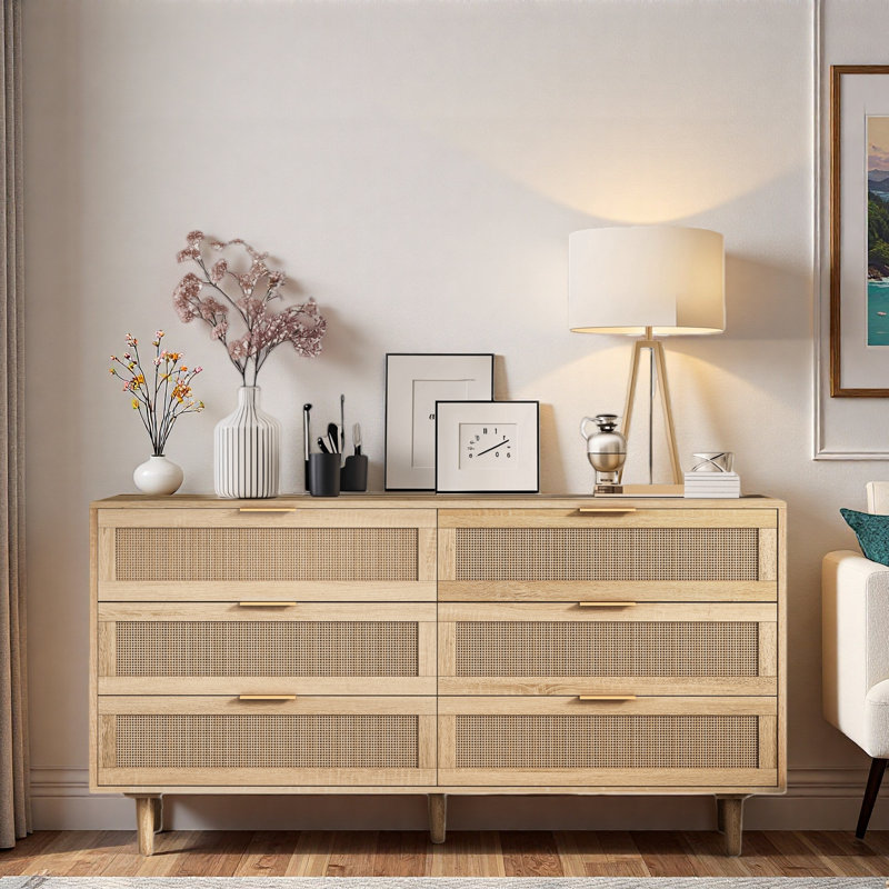 Armoire de rangement en rotin 6 tiroirs