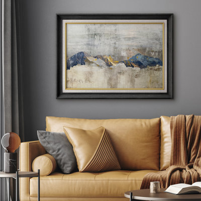 Œuvre d'art moderne abstrait montagne dorée, photos de salon, impression sur toile encadrée.